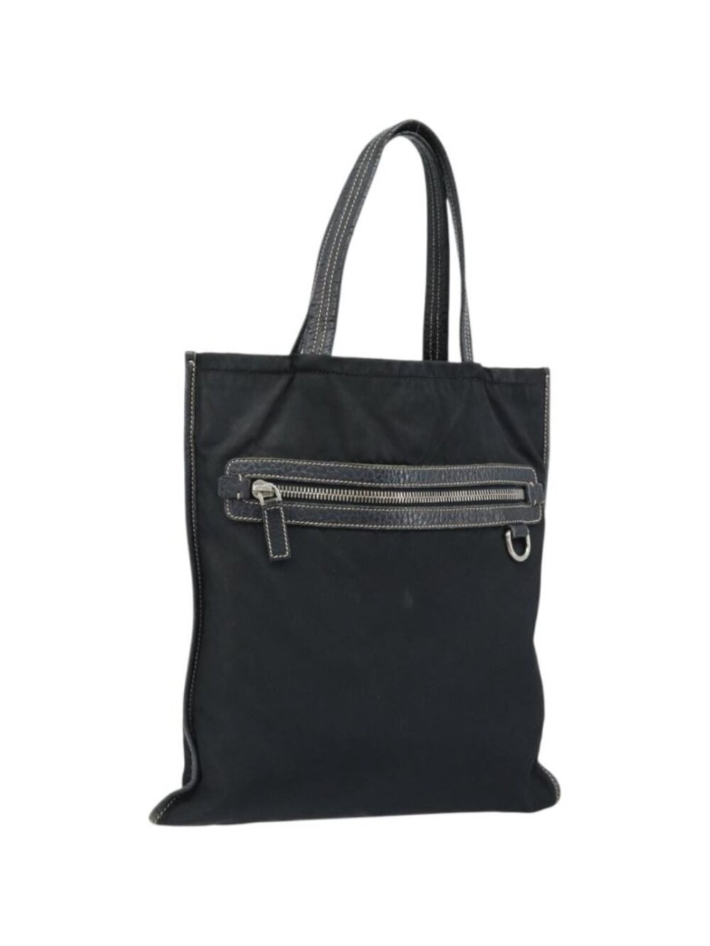PRADA Tote Bag Nylon Black Silver